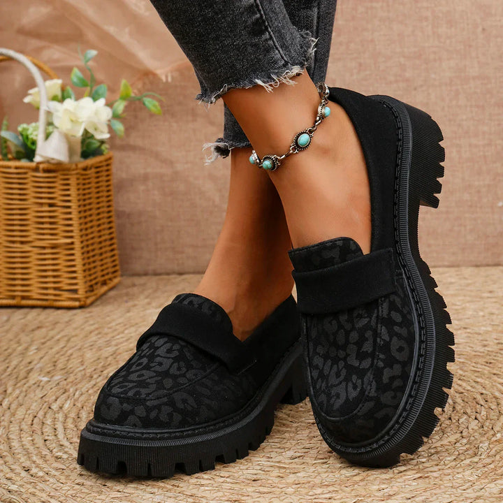 Lorena - Leopard Print Platform Loafers