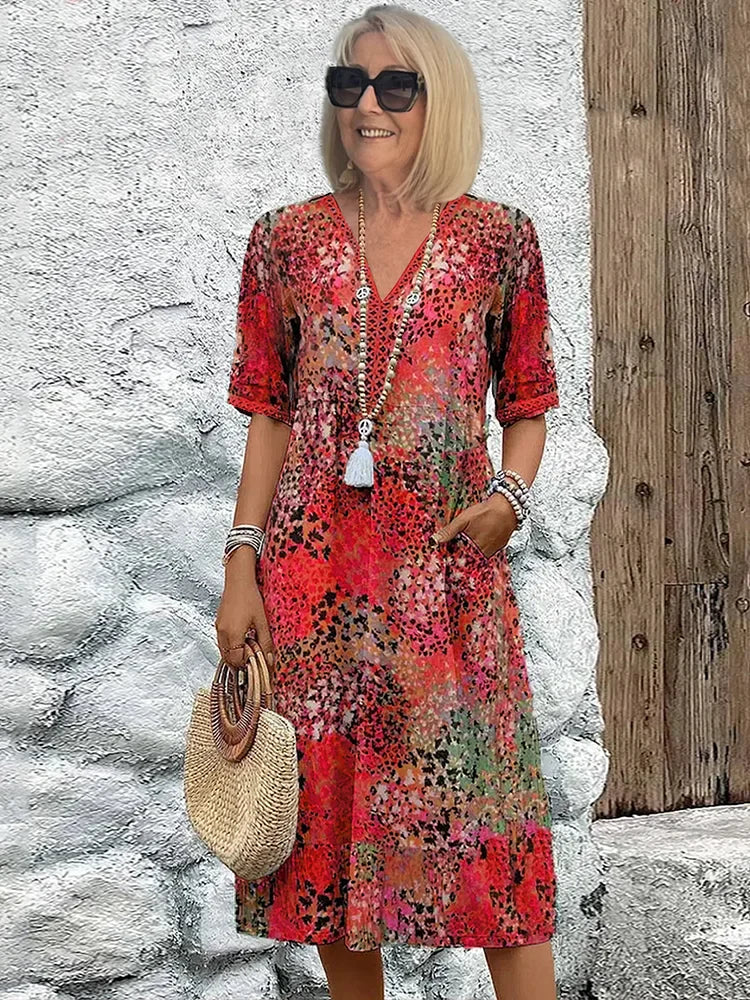 Rose - Vibrant Mid Length Dress