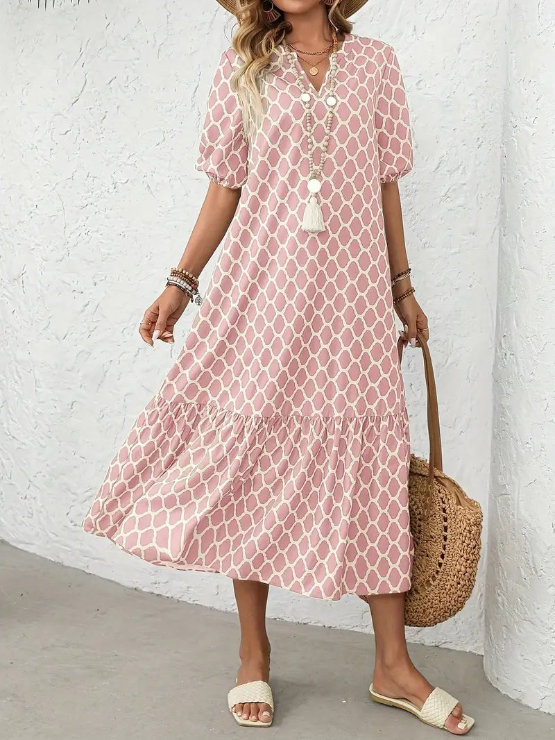 Mary – Geometric Breeze Midi Dress