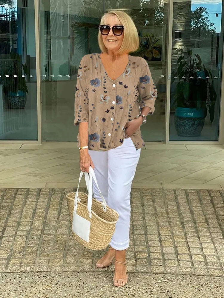 Callista – Printed Button Tunic Top