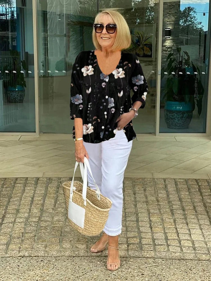 Callista – Printed Button Tunic Top