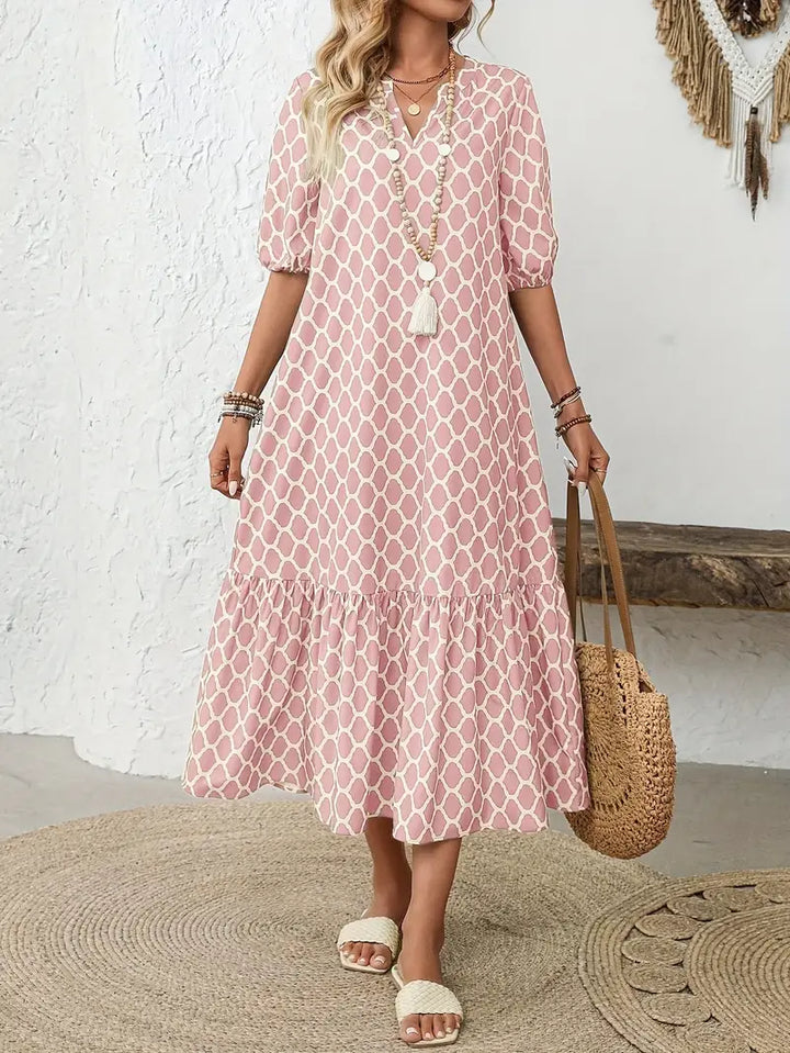 Mary – Geometric Breeze Midi Dress