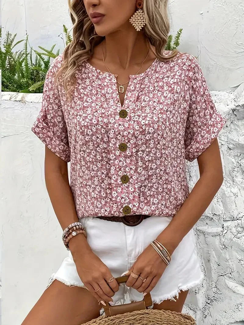 Tasha - Wildflower Notch Blouse