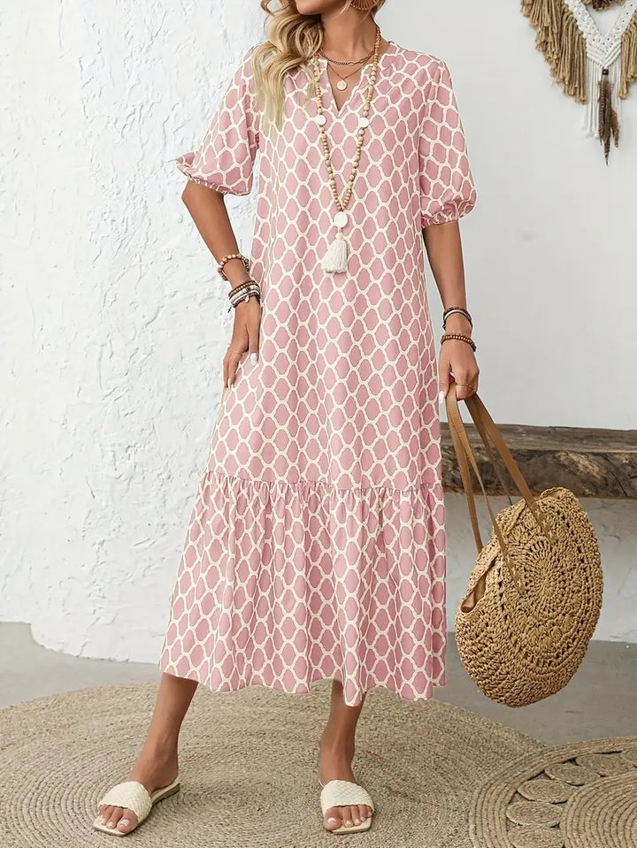 Mary – Geometric Breeze Midi Dress