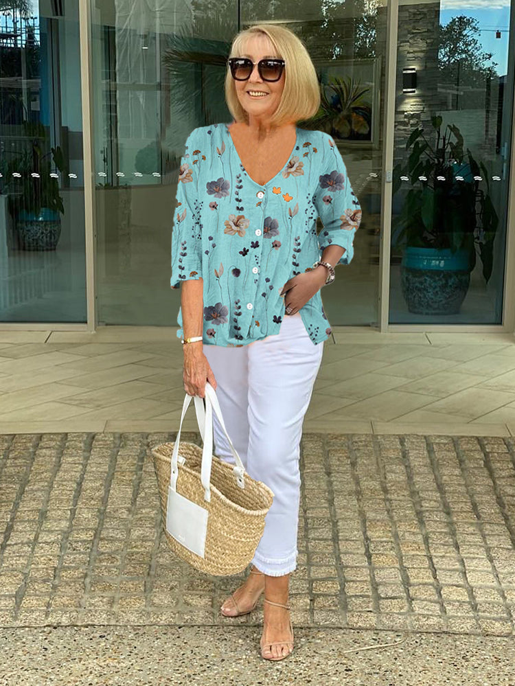 Callista – Printed Button Tunic Top