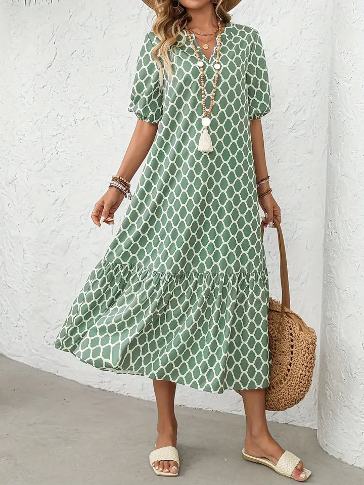 Mary – Geometric Breeze Midi Dress