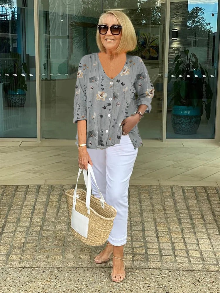 Callista – Printed Button Tunic Top