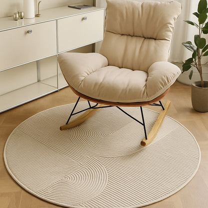 ✨ MaisonLaurant™ “Épure Ronde” – Rond Vloerkleed in Beige Imitatiewol met Sculpturale Lijnstructuur
