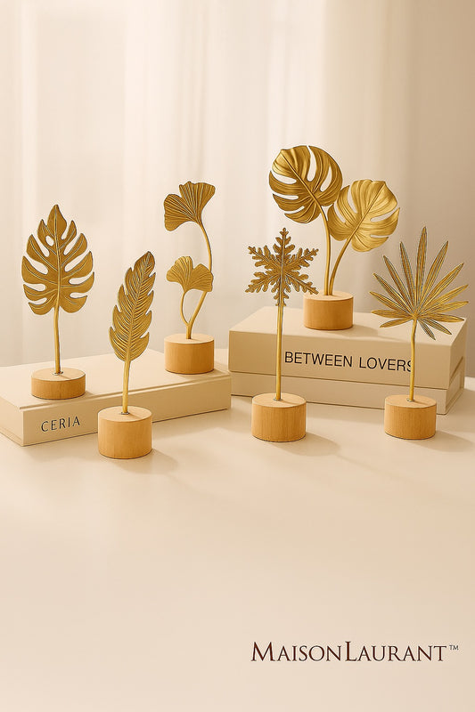 🏷️ MaisonLaurant™ “Golden Serenity” – Luxe Gouden Bladdecoraties (Set van 6)