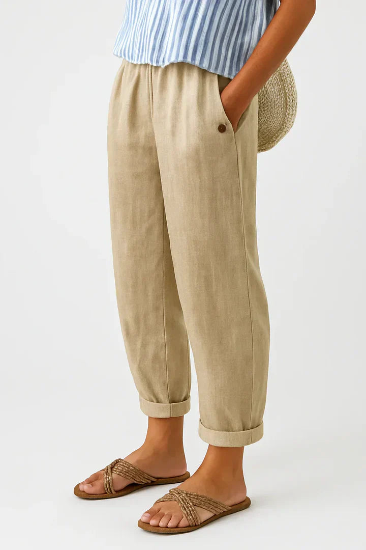 Mira Timeless Linen-Cotton Trousers