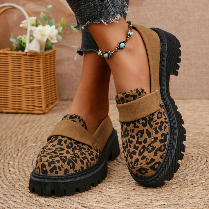 Lorena - Leopard Print Platform Loafers