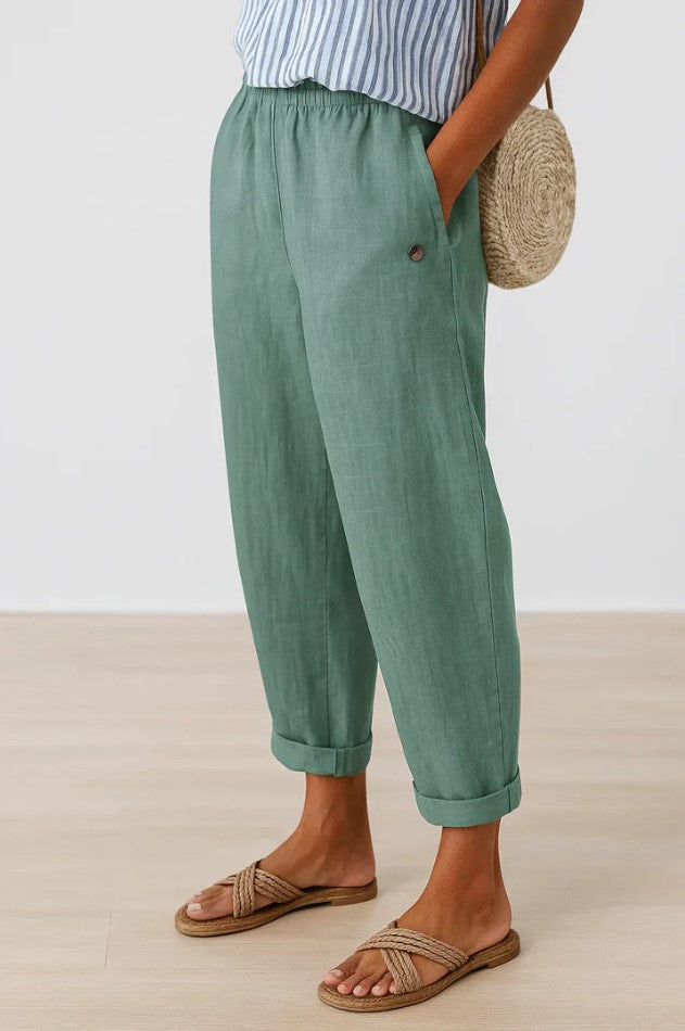 Mira Timeless Linen-Cotton Trousers