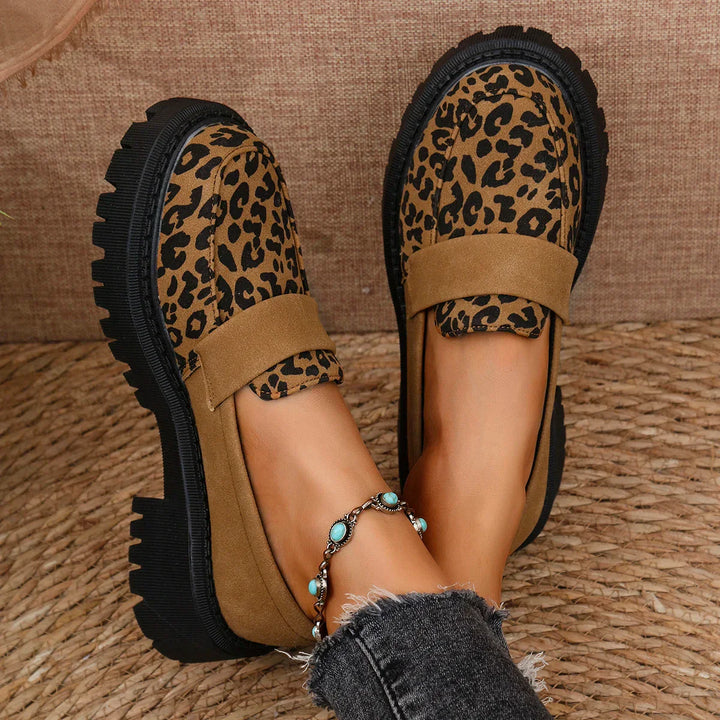 Lorena - Leopard Print Platform Loafers
