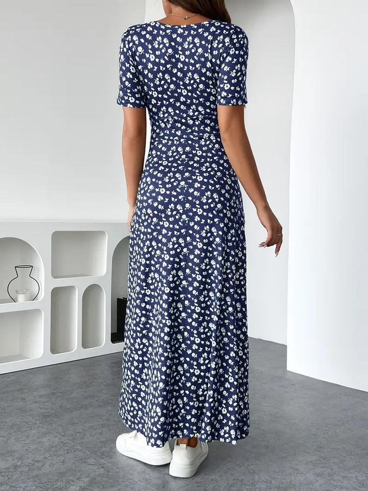 Melanie - Flattering V-Neck Floral Midi Dress