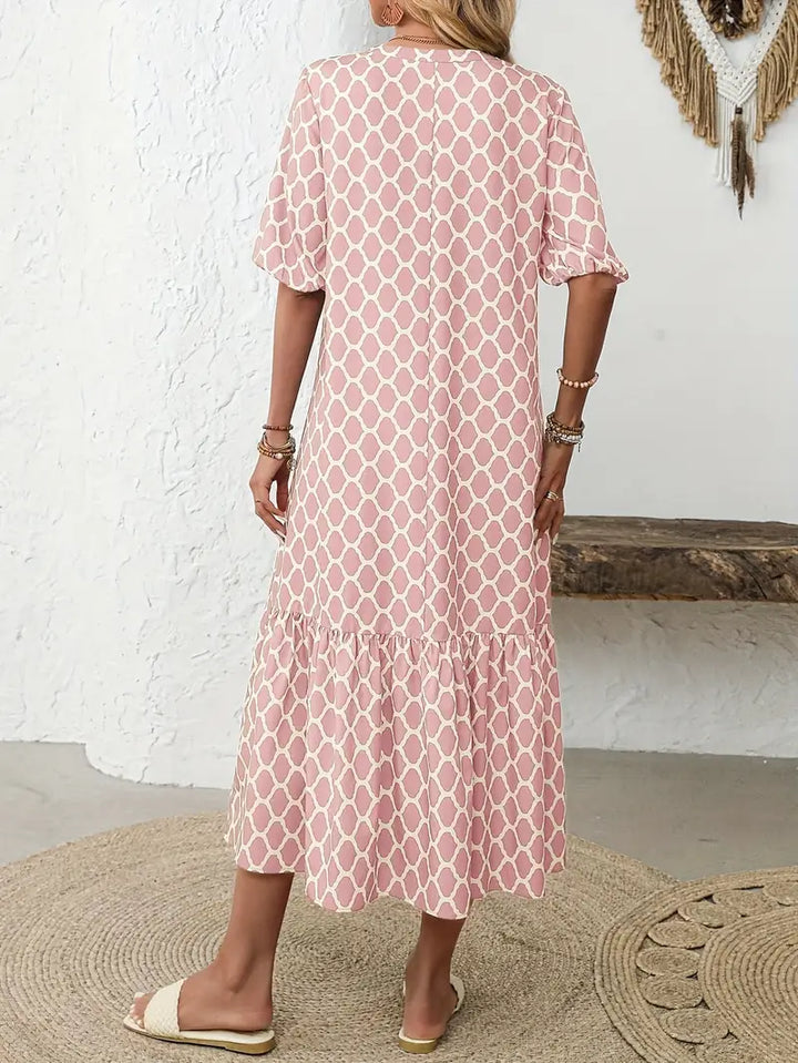 Mary – Geometric Breeze Midi Dress