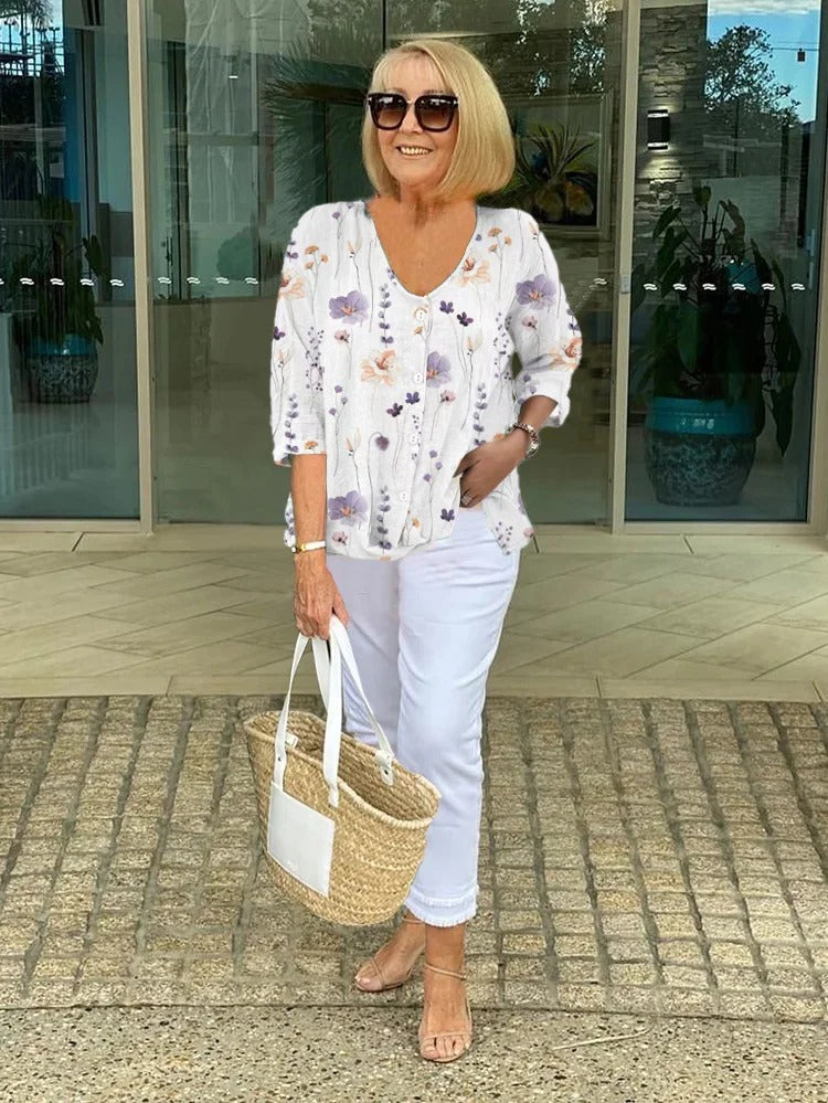 Callista – Printed Button Tunic Top