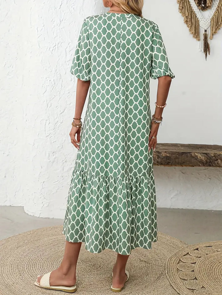 Mary – Geometric Breeze Midi Dress