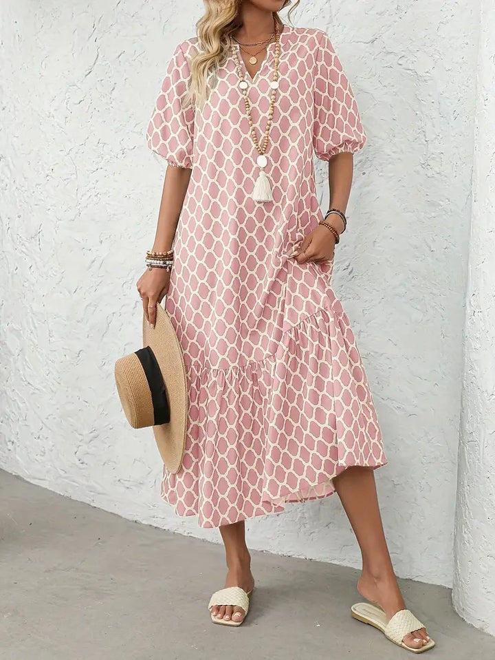 Mary – Geometric Breeze Midi Dress