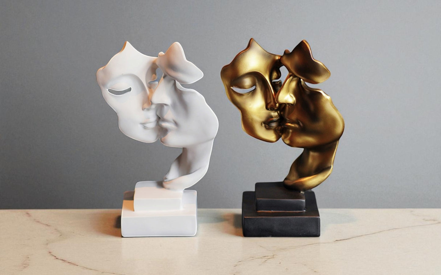 🕊️ MaisonLaurant™ “Silence d'Or” – Artistieke Kussende Gezichtensculptuur in Goud of Wit | Luxe Europese Tafeldecoratie voor Elk Interieur