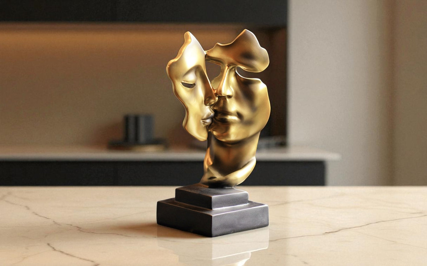 🕊️ MaisonLaurant™ “Silence d'Or” – Artistieke Kussende Gezichtensculptuur in Goud of Wit | Luxe Europese Tafeldecoratie voor Elk Interieur